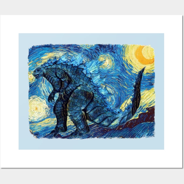 Godzilla Van Gogh Style Wall Art by todos